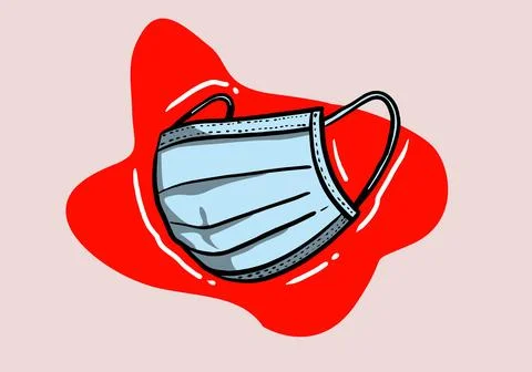 Medical face mask flat vector illustration. Nurse, medic disposable equipment Stock Illustration