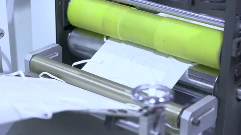 Medical Face Mask Making Machine. Mask Production Line Video stock 156268093