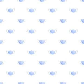 Medical face mask repeating pattern for protection 库存插图
