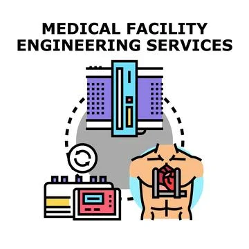Medical facility engineering services concept illustration Illustrazione stock