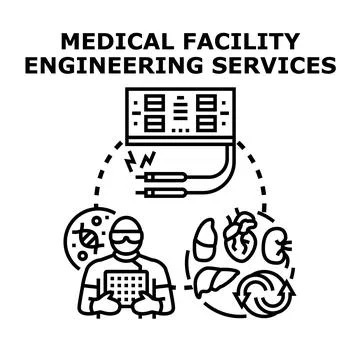 Medical facility engineering services developing healthcare technology Illustrazione stock