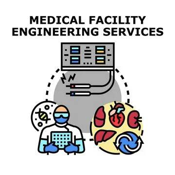 Medical facility engineering services developing healthcare technology Illustrazione stock
