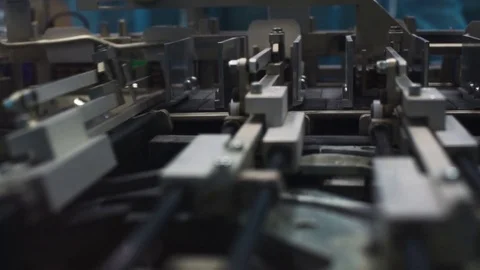 Medical factory assembly line moving parts Stock Footage