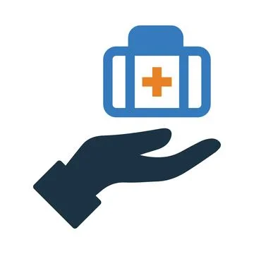 Medical , first aid, box, plus, hand, first aid kit, first aid kits on hand.. Stock Illustration