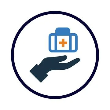 Medical , first aid, box, plus, hand, first aid kit, first aid kits on hand.. Stock Illustration