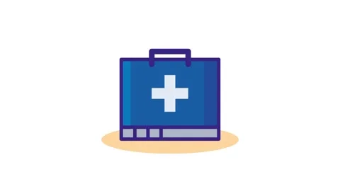 Medical first aid kit box animation with white cross symbol appearing on bl.. 動画素材 338403934
