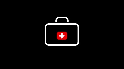 Medical First Aid Kit Icon Animation with Symbol on Black Background 스톡 동영상 342308630