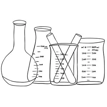 Medical flasks and jars black art Stock Illustration