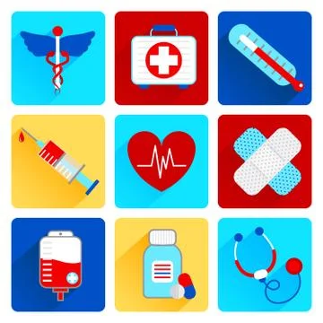 Medical flat icons set Stock Illustration