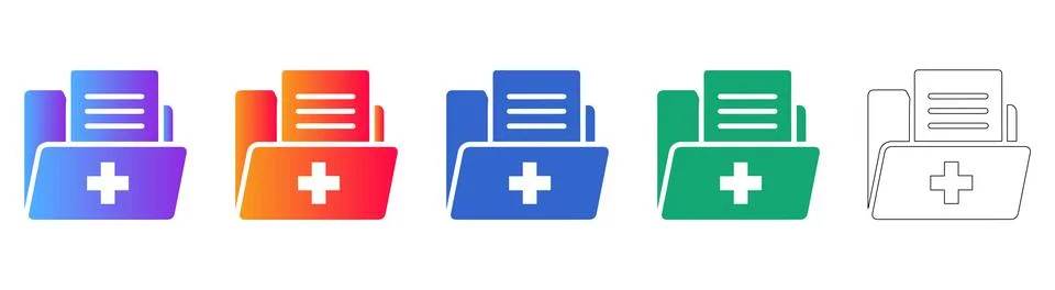Medical Folder Document Icon Set Stock Illustration