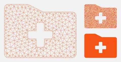 Medical Folder Vector Mesh Network Model and Triangle Mosaic Icon 스톡 일러스트
