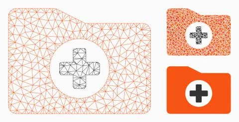 Medical Folder Vector Mesh Wire Frame Model and Triangle Mosaic Icon Illustrazione stock