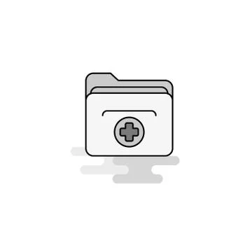 Medical folder  Web Icon. Flat Line Filled Gray Icon Vector 库存插图