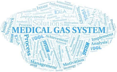 Medical Gas System typography vector word cloud. Stock Illustration