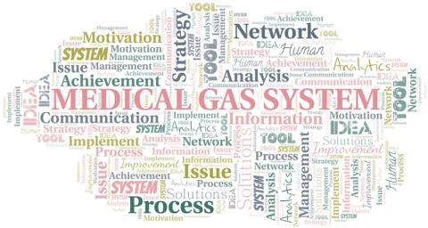 Medical Gas System typography vector word cloud. Stock Illustration