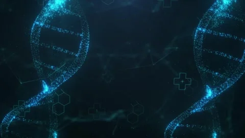 Medical Genetics Interface with Glowing DNA Double Helix Molecular Connection Stock Footage 337557707
