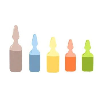 Medical glass colorful ampoules Stock Illustration