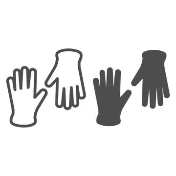 Medical gloves line and solid icon, healthcare concept, pair of surgical latex イラスト素材