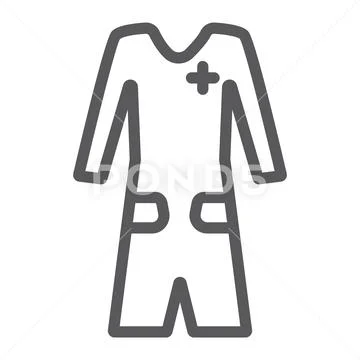 Medical gown line icon, clothes and medicine, medical robe sign, vector graphics Stock Illustration