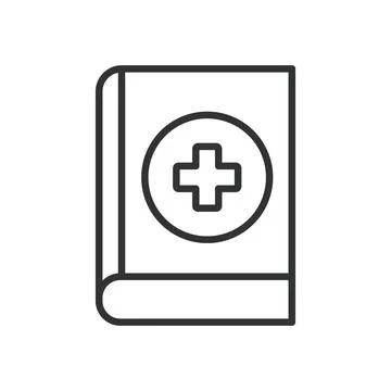 Medical handbook reference, icon in line design. medical, handbook, book Stock Illustration