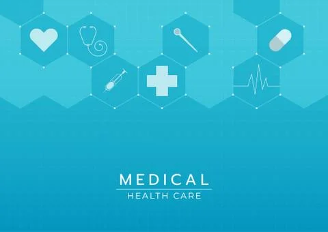 Medical health care hexagon background and icon design  with space for text Stock Illustration