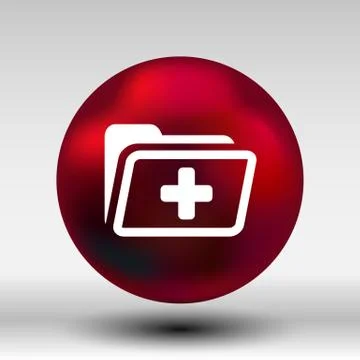 Medical health record folder flat icon for healthcare Stock Illustration