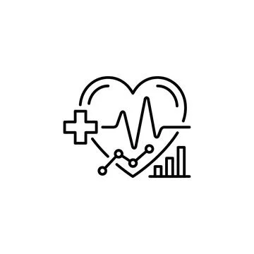 Medical heart data analytics icon featuring pulse rhythm chart and health s.. Stock Illustration