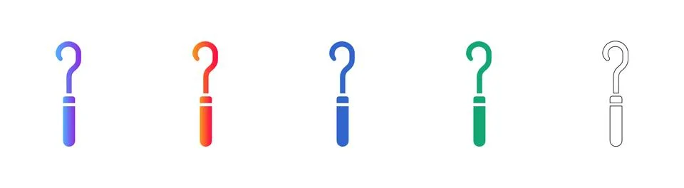 Medical Hook Tool Icon Set Stock Illustration