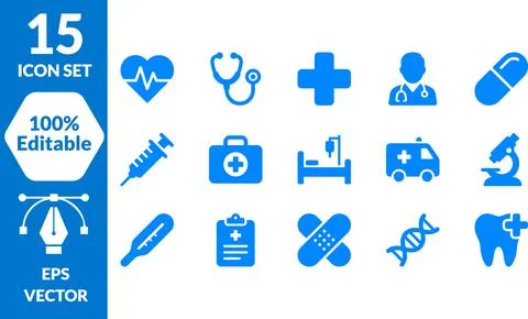 Medical Icon Bundle Set Featuring Essential Healthcare and Clinical Symbols Stock Illustration