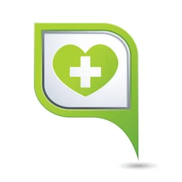 Medical icon on green map pointer Stock Illustration