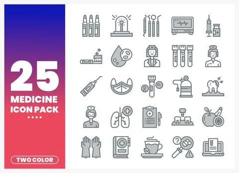 Medical icon pack with vector graphics on a clean white background. illustr.. Stock Illustration