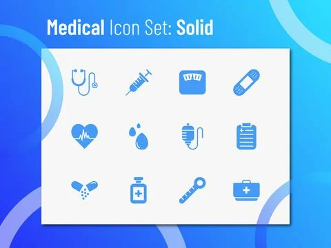 Medical Icon Set Solid Stock Illustration