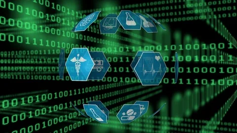 Medical icons and binary codes Stock Footage 108862169