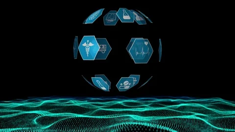 Medical icons and binary codes Video stock 108870092