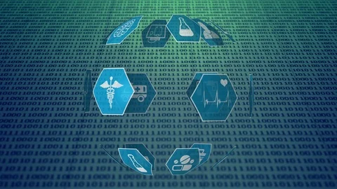 Medical icons and binary codes Stock Footage 108870249