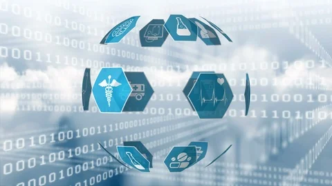 Medical icons and binary codes Stock Footage 108875704