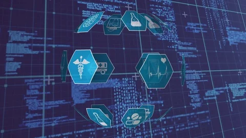 Medical icons and program codes Stock Footage 108871064