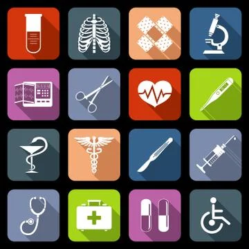 Medical icons flat Stock Illustration