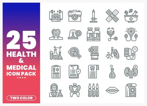 Medical icons on gradient background with text Stock Illustration