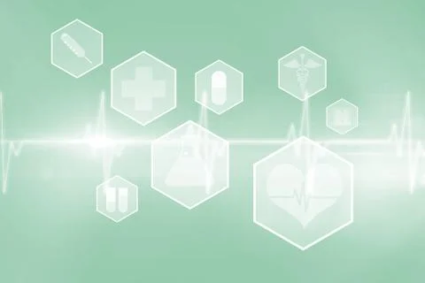 Medical icons in hexagons interface menu 3d Illustrazione stock