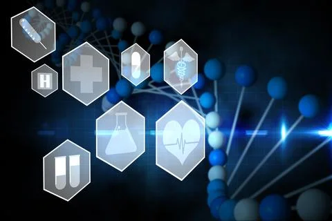 Medical icons in hexagons interface menu Stockillustratie