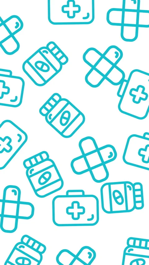Medical Icons Pattern - First Aid Kit, Pills, and Bandages. Stock Footage 325011852
