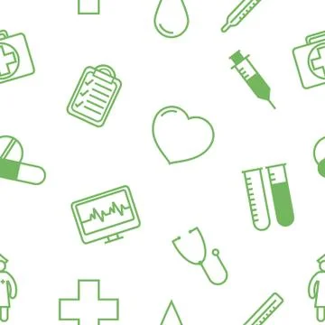Medical icons seamless background pattern. Vector illustration Stock Illustration