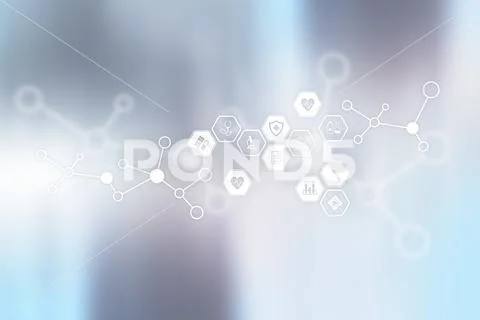 Medical icons on virtual screen. Modern technology in healthcare. Stock Photos