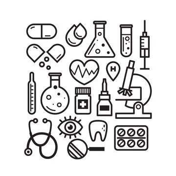 Medical icons on white background Stock Illustration