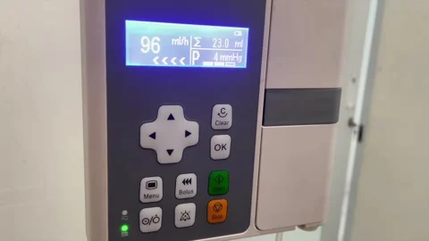 Medical infusion pump device operating in hospital Stock Footage 340480290