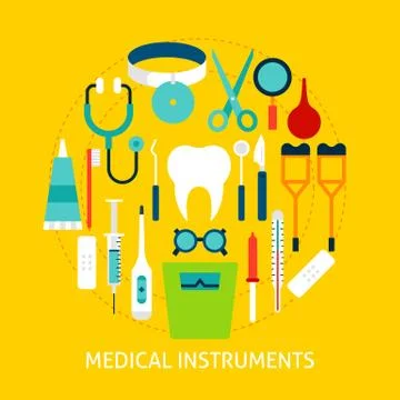 Medical Instruments Flat Concept Stock Illustration