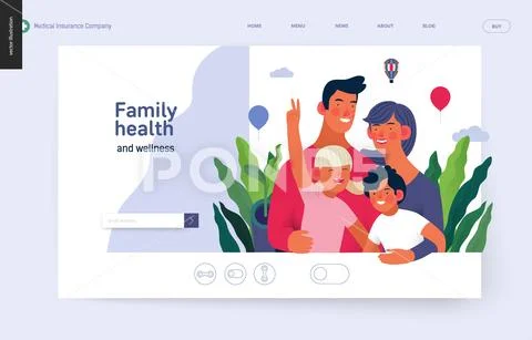 Medical insurance template - family health and wellness Stock Illustration