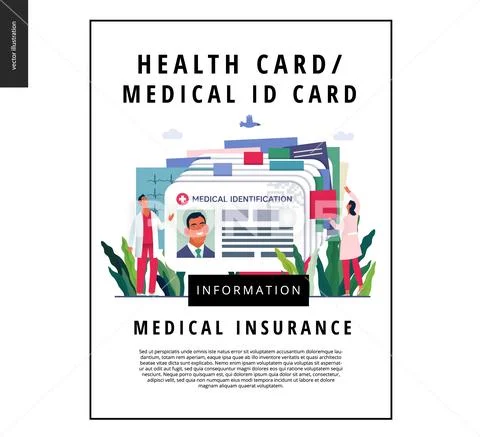 Medical insurance template - medical id card, health card Stock Illustration