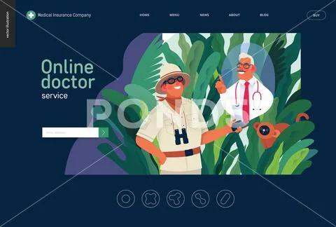 Medical insurance template - online doctor service Stock Illustration